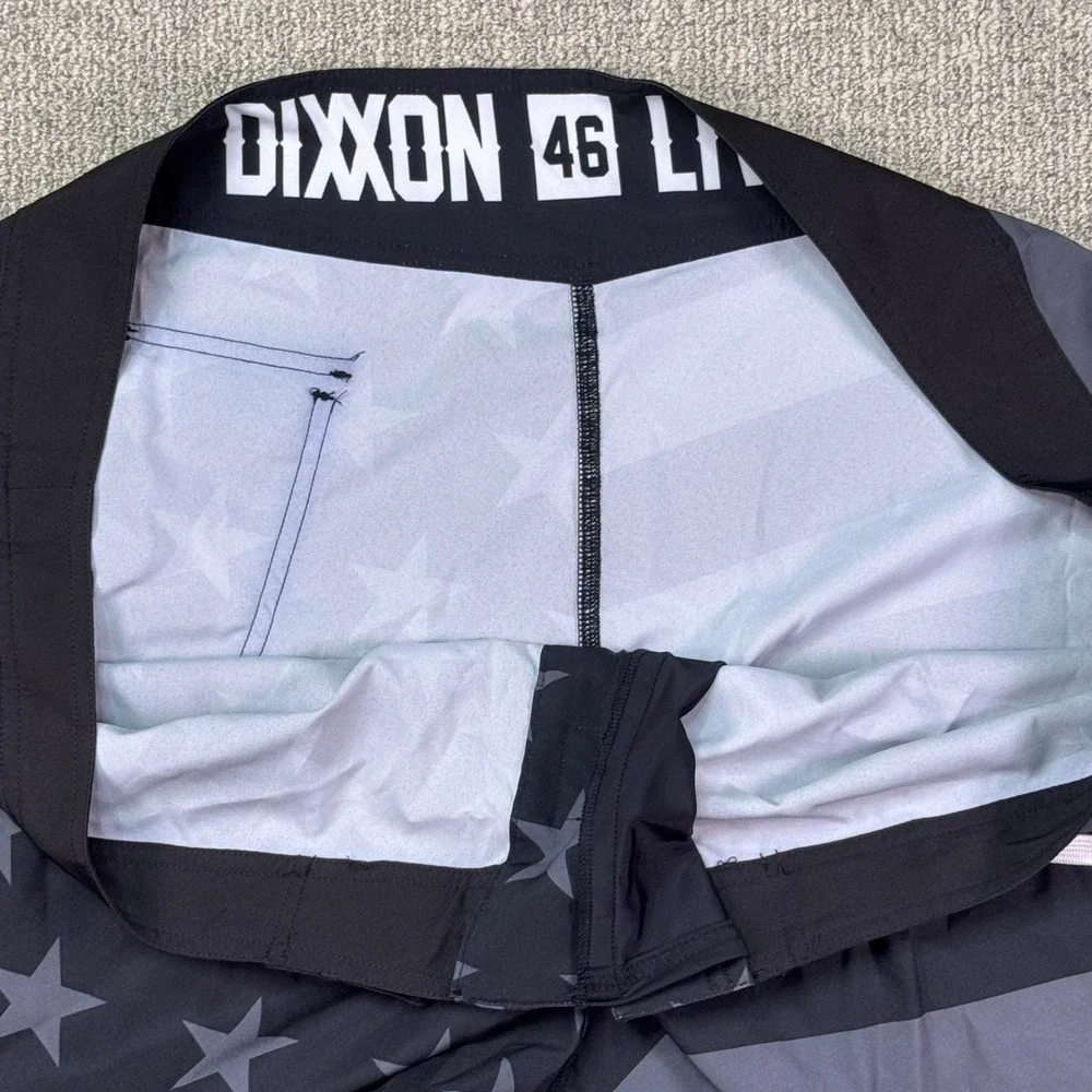 Dixxon Live‎ Free Board Shorts Men's 46 USA Flag Graphic Swim Black Gray